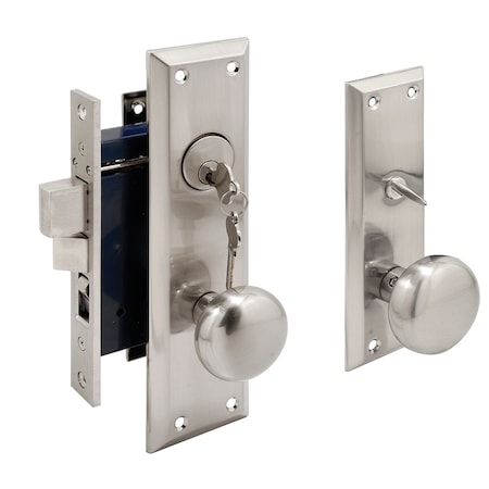 Prime-Line Entry Door Mortise Lockset, 2-1/2 in. Backset, Single Cylinder, Satin Finish Single Pack SE 27600